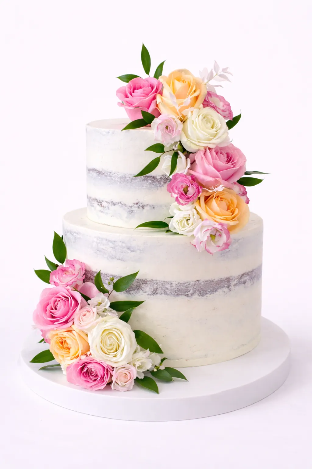 Torta Naked con flores 2 pisos